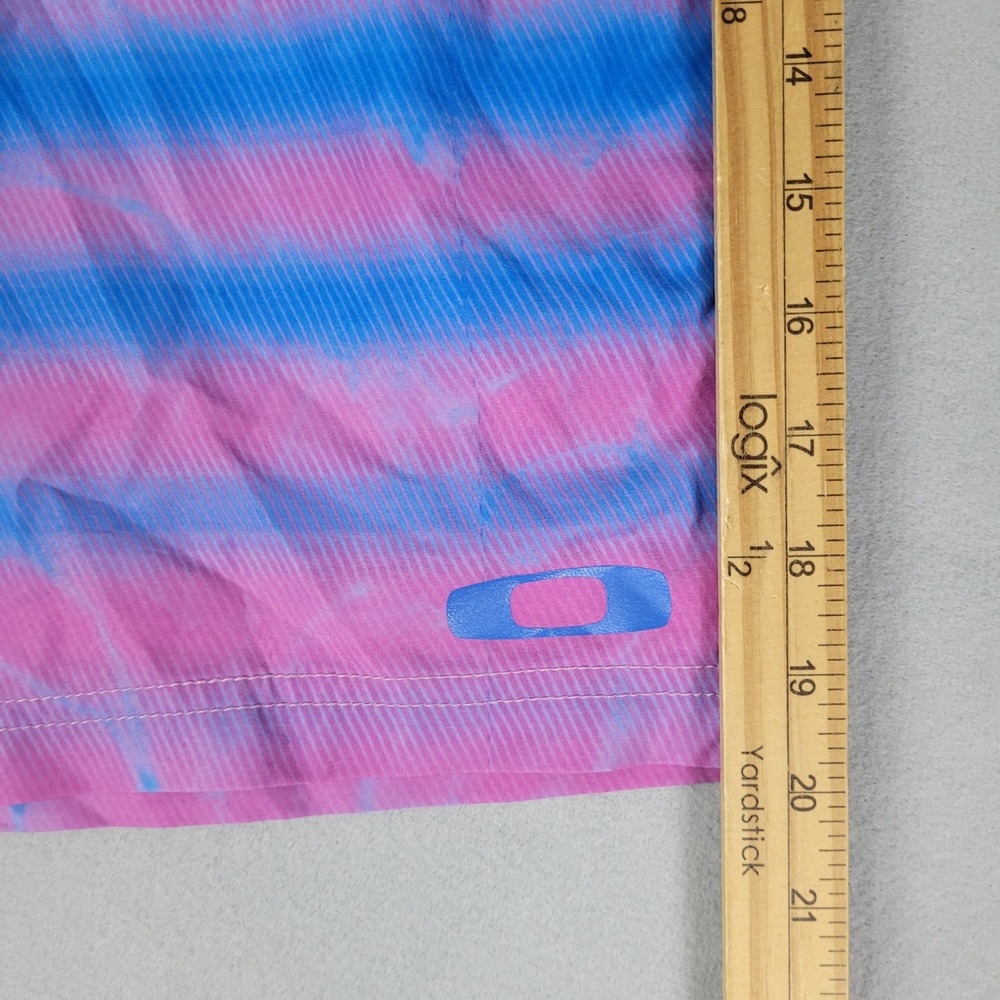 Oakley Board Shorts Swim Trunks Men's 40 Pink Blue Tie Dye 9" Inseam Drawstring - Picture 8 of 11